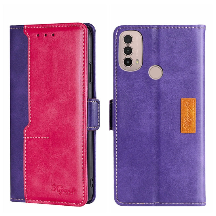 Contrast Color Side Buckle Leather Phone Case, For Motorola Moto G50 5G, For Motorola Moto G52J 5G, For Motorola Moto E20, For Motorola Moto E40, For OPPO Realme C21