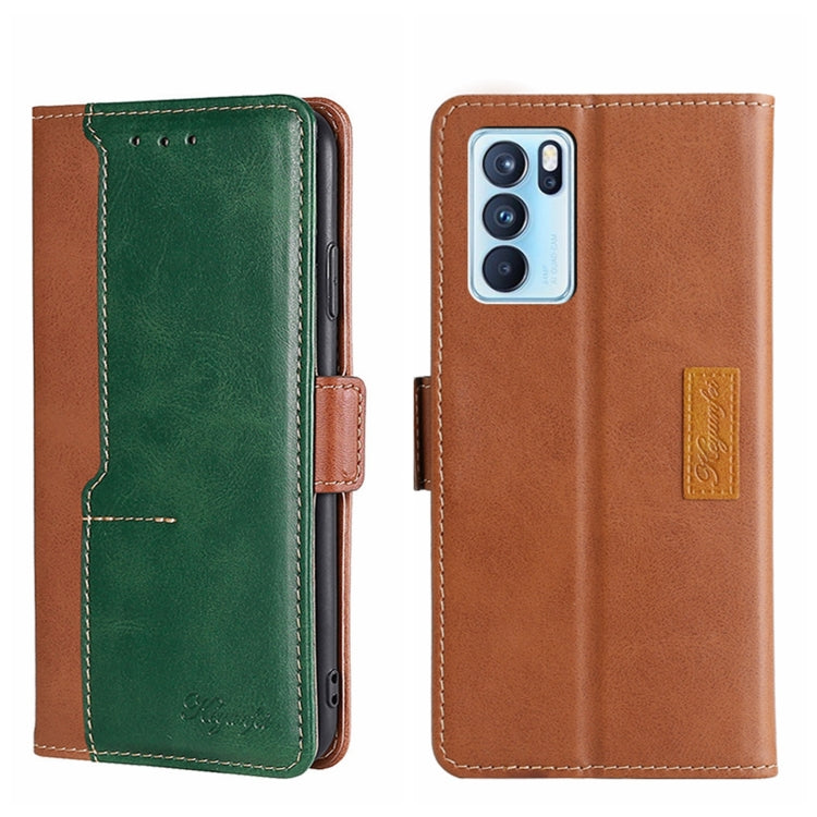 Contrast Color Side Buckle Leather Phone Case, For OPPO K9S/Realme Q3s, For OPPO Reno5 A, For OPPO Reno6 5G, For OPPO Reno6 4G, For OPPO Reno6 Pro 5G