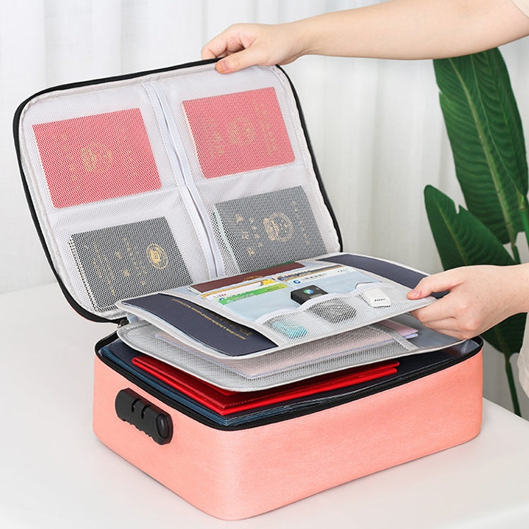 Large Capacity Multi-layers Foldable Fabric Document Storage Bag, Double Zipper-Locked