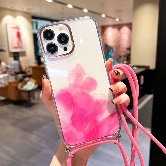 Gold Halo Marble Pattern Lanyard Phone Case, For iPhone 13 Pro Max, For iPhone 12, For iPhone 12 Pro, For iPhone 12 Pro Max, For iPhone 11, For iPhone 11 Pro Max