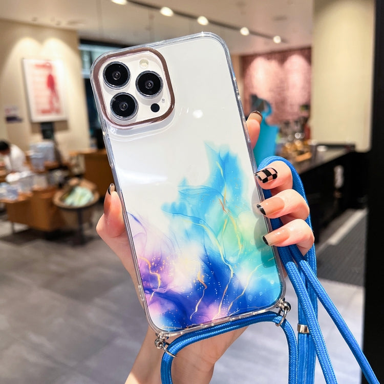 Gold Halo Marble Pattern Lanyard Phone Case, For iPhone 13 Pro Max, For iPhone 12, For iPhone 12 Pro, For iPhone 12 Pro Max, For iPhone 11, For iPhone 11 Pro Max