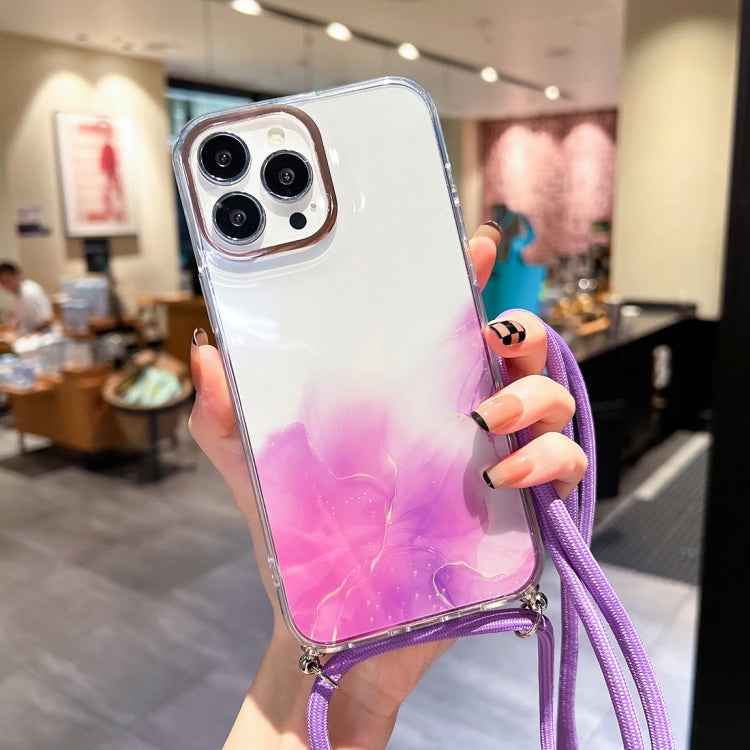 Gold Halo Marble Pattern Lanyard Phone Case, For iPhone 13 Pro Max, For iPhone 12, For iPhone 12 Pro, For iPhone 12 Pro Max, For iPhone 11, For iPhone 11 Pro Max