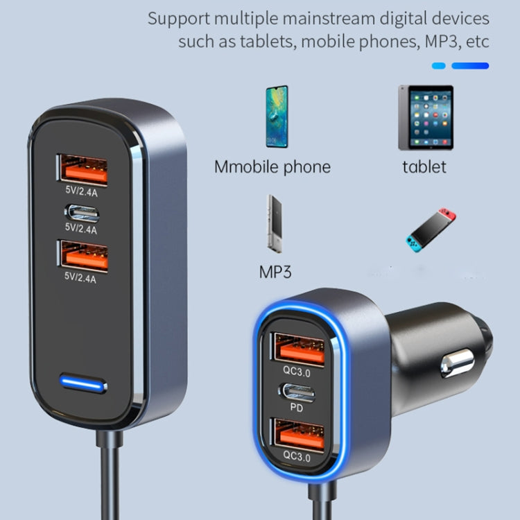 SC05 65.5W 6 in 1 PD / QC3.0 Fast Charge Extended Car Charger, SC05