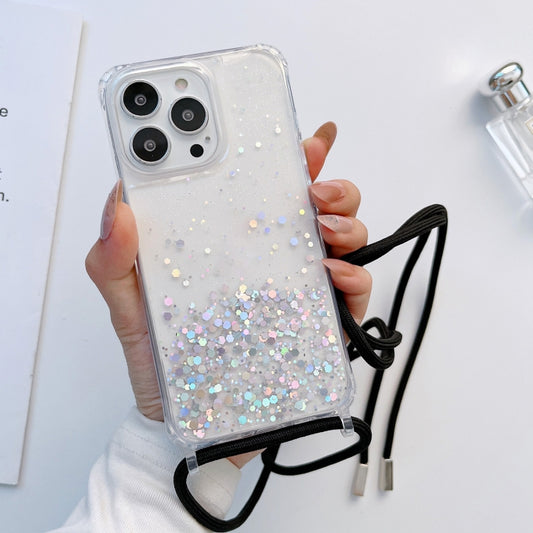 Lanyard Glitter Epoxy Clear Phone Case, For iPhone 14 Pro Max, For iPhone 13 mini, For iPhone 13