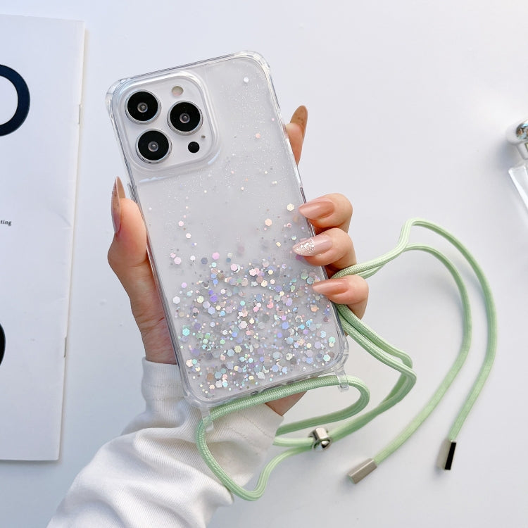 Lanyard Glitter Epoxy Clear Phone Case, For iPhone 12 / 12 Pro, For iPhone 12 Pro Max, For iPhone 11