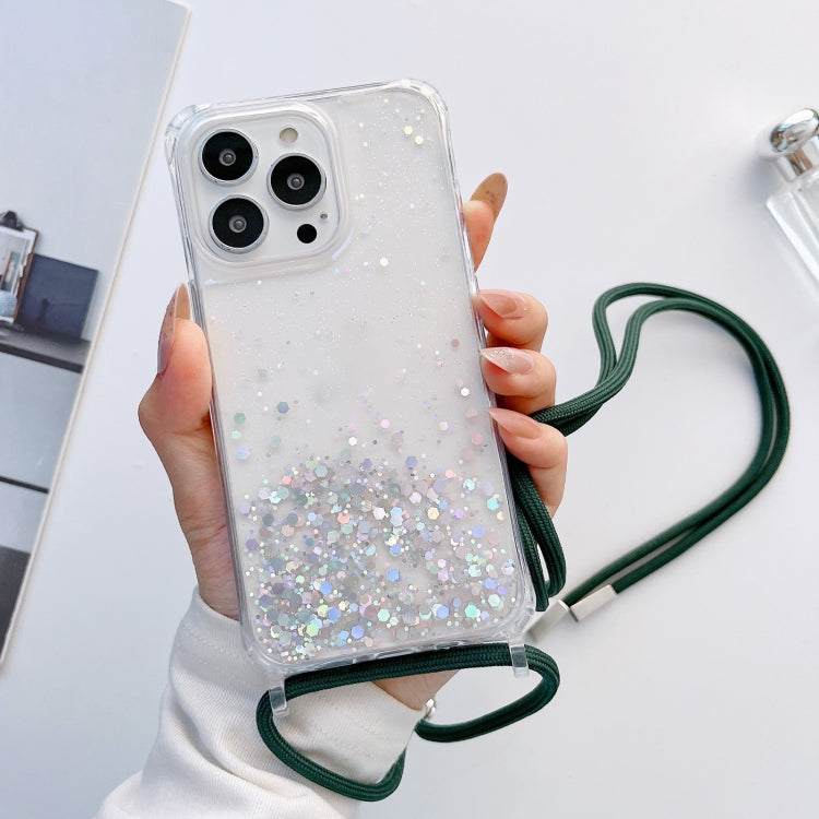 Lanyard Glitter Epoxy Clear Phone Case, For iPhone 12 / 12 Pro, For iPhone 12 Pro Max, For iPhone 11