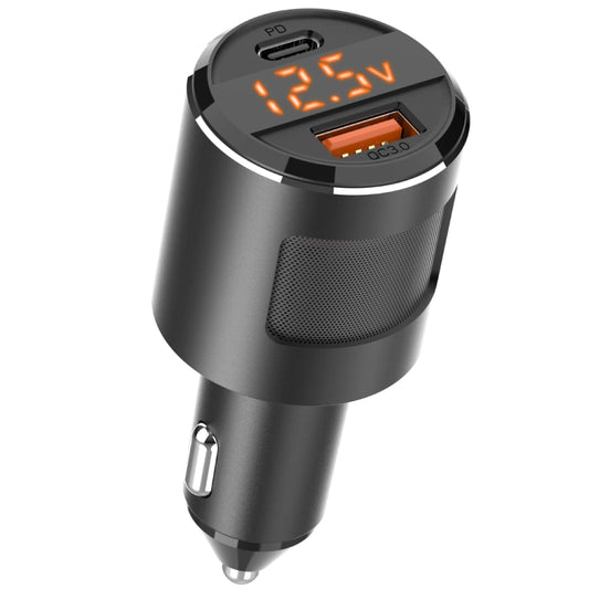 SC01 65W QC3.0 + PD Dual Ports Car Charger with Voltage Display, SC01 (Black), SC01 (Silver)