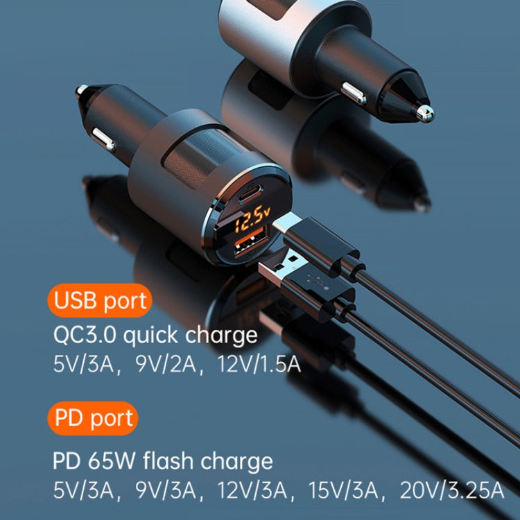 SC01 65W QC3.0 + PD Dual Ports Car Charger with Voltage Display, SC01 (Black), SC01 (Silver)