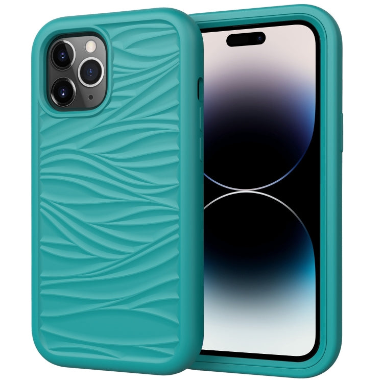 Wave Pattern 3 in 1 Silicone + PC Shockproof Phone Case, For iPhone 14, For iPhone 14 Plus, For iPhone 14 Pro