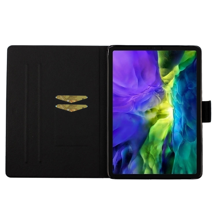 Painted Left and Right Flat Leather Case with Sleep Function & Card Slot & Buckle Anti-skid Strip and Bracket, For iPad Pro 11 inch 2020