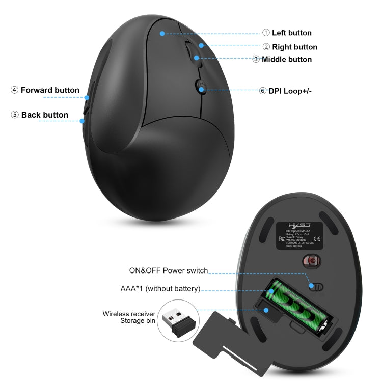 X10 2.4G Wireless Vertical Ergonomic Gaming Mouse, X10 (Black), X10 (Grey)