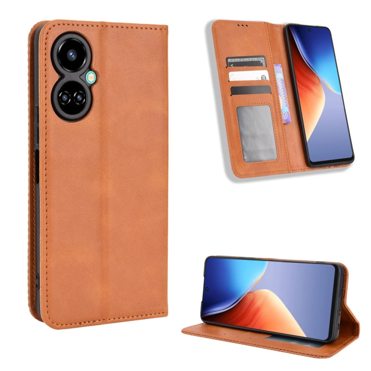 Magnetic Buckle Retro Texture Leather Phone Case, For Tecno Camon 19 Pro, For Tecno Camon 19, For Tecno Pova3, For Tecno Spark 9 Pro, For ASUS ROG Phone 6 / 6 Pro, For ASUS Zenfone 9, For Huawei nova Y90, For Cubot X50