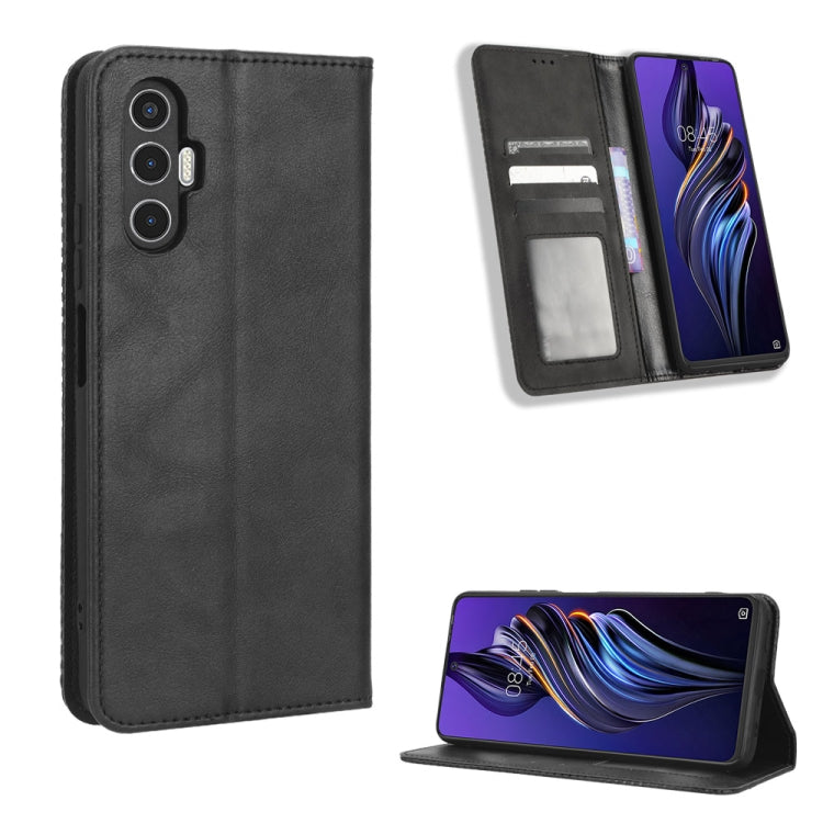 Magnetic Buckle Retro Texture Leather Phone Case, For Tecno Camon 19 Pro, For Tecno Camon 19, For Tecno Pova3, For Tecno Spark 9 Pro, For ASUS ROG Phone 6 / 6 Pro, For ASUS Zenfone 9, For Huawei nova Y90, For Cubot X50