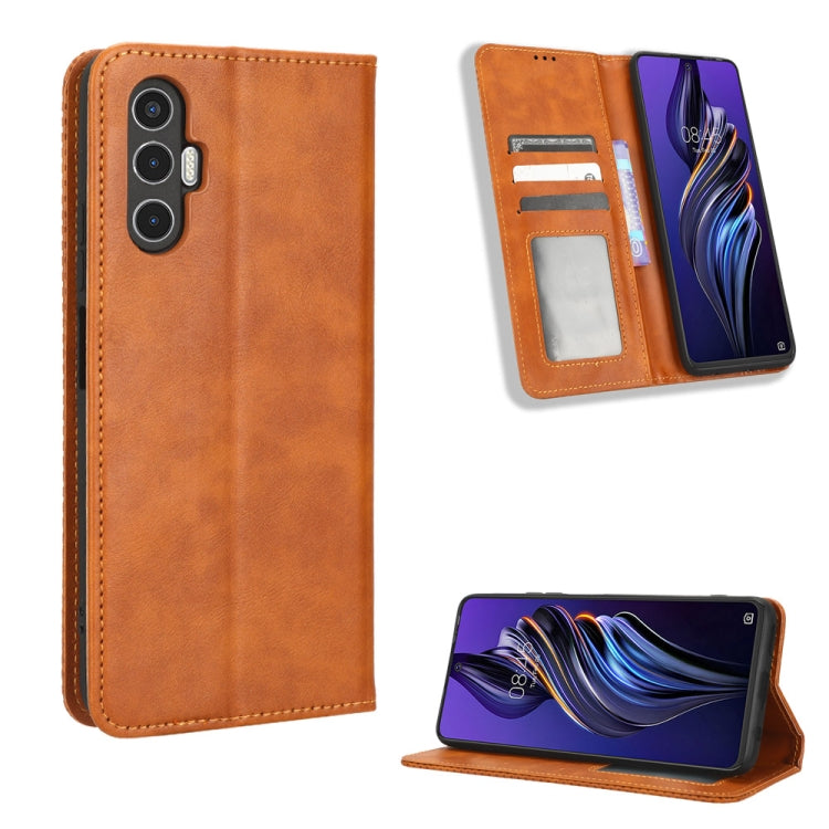 Magnetic Buckle Retro Texture Leather Phone Case, For Tecno Camon 19 Pro, For Tecno Camon 19, For Tecno Pova3, For Tecno Spark 9 Pro, For ASUS ROG Phone 6 / 6 Pro, For ASUS Zenfone 9, For Huawei nova Y90, For Cubot X50