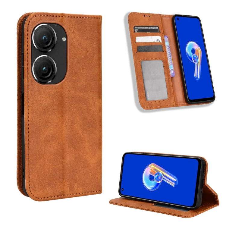 Magnetic Buckle Retro Texture Leather Phone Case, For Tecno Camon 19 Pro, For Tecno Camon 19, For Tecno Pova3, For Tecno Spark 9 Pro, For ASUS ROG Phone 6 / 6 Pro, For ASUS Zenfone 9, For Huawei nova Y90, For Cubot X50