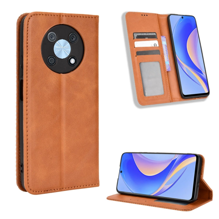 Magnetic Buckle Retro Texture Leather Phone Case, For Tecno Camon 19 Pro, For Tecno Camon 19, For Tecno Pova3, For Tecno Spark 9 Pro, For ASUS ROG Phone 6 / 6 Pro, For ASUS Zenfone 9, For Huawei nova Y90, For Cubot X50