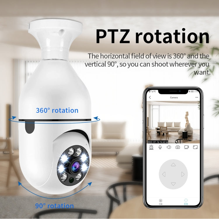 A6 2MP HD Light Bulb WiFi Camera Support Motion Detection/Two-way Audio/Night Vision/TF Card, Without Memory Card