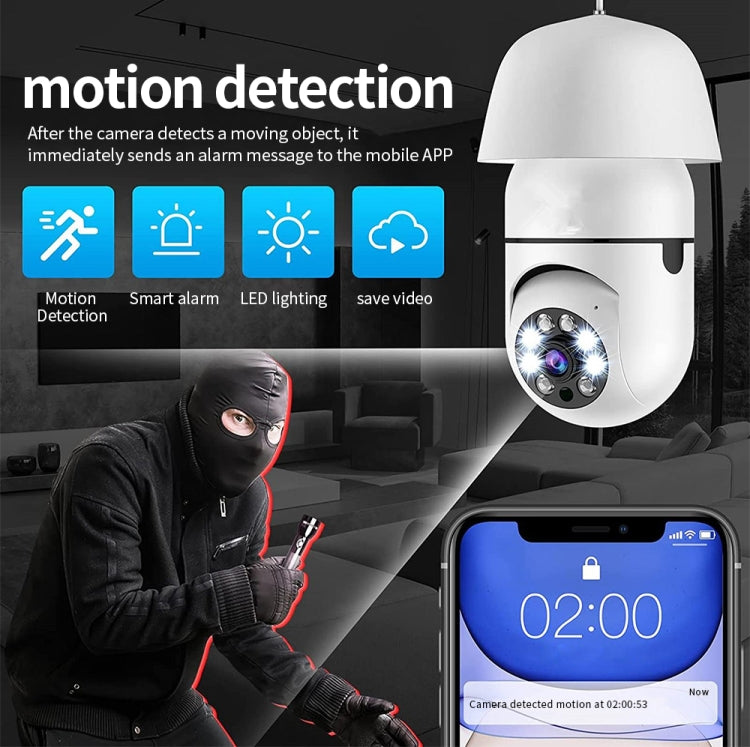 A6 2MP HD Light Bulb WiFi Camera Support Motion Detection/Two-way Audio/Night Vision/TF Card, With 8G Memory Card