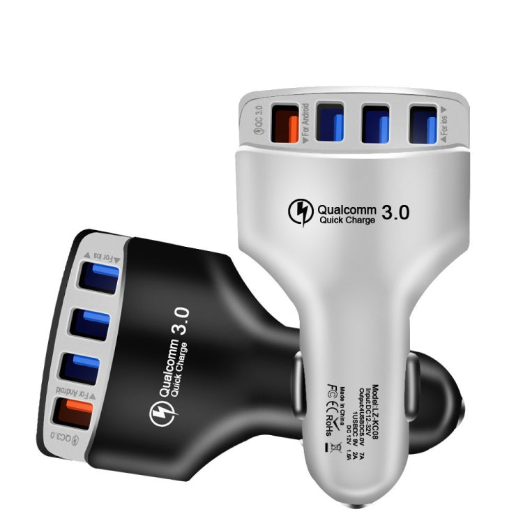 KC08 4 in 1 Cigarette Lighter Conversion Plug Multi-function USB Car Fast Charger, KC08 (Black), KC08 (White)