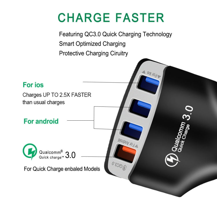 KC08 4 in 1 Cigarette Lighter Conversion Plug Multi-function USB Car Fast Charger, KC08 (Black), KC08 (White)