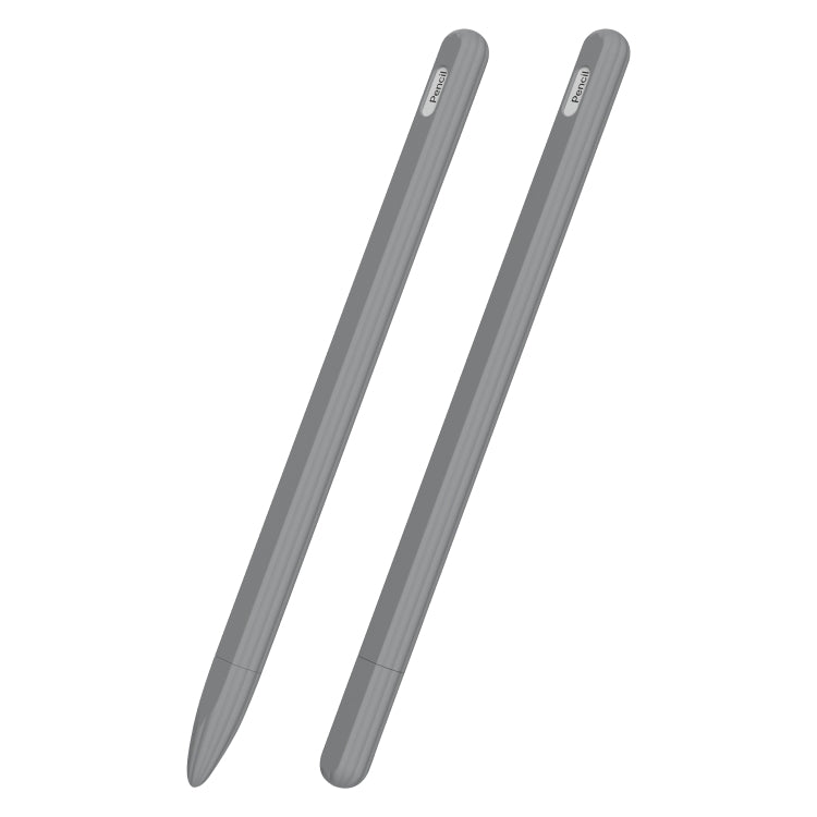 3 in 1 Striped Liquid Silicone Stylus Case with Two Tip Caps, For Apple Pencil 1, For Apple Pencil 2