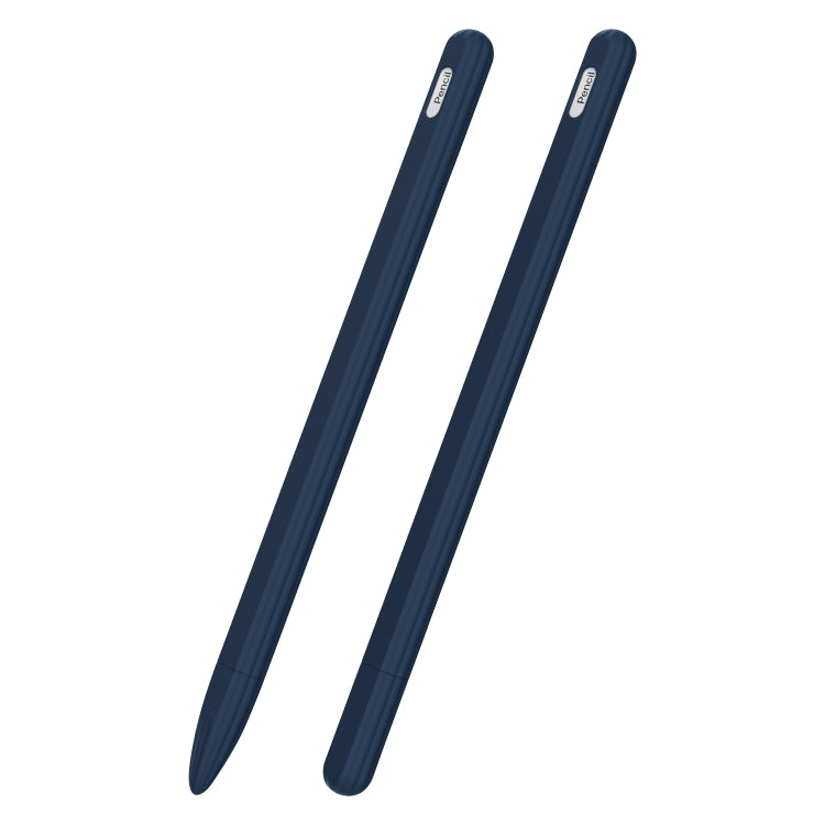 3 in 1 Striped Liquid Silicone Stylus Case with Two Tip Caps, For Apple Pencil 1, For Apple Pencil 2