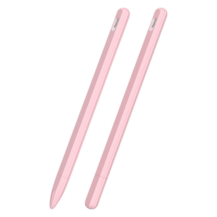 3 in 1 Striped Liquid Silicone Stylus Case with Two Tip Caps, For Apple Pencil 1, For Apple Pencil 2