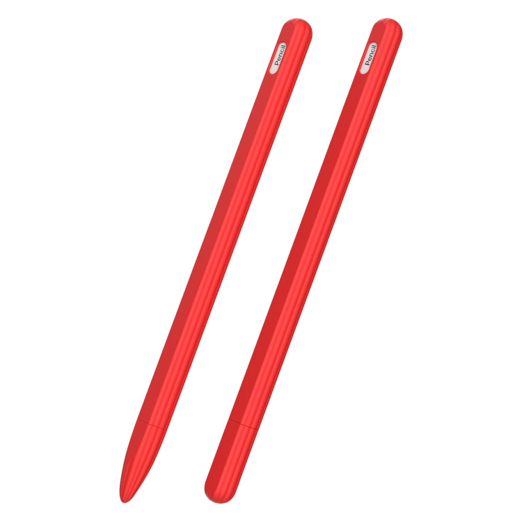 3 in 1 Striped Liquid Silicone Stylus Case with Two Tip Caps, For Apple Pencil 1, For Apple Pencil 2