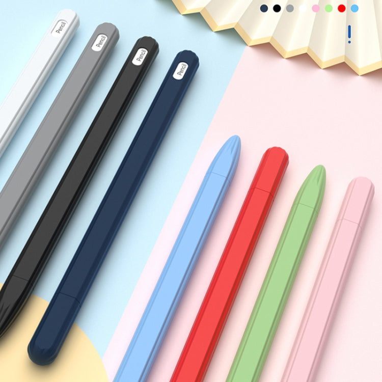 3 in 1 Striped Liquid Silicone Stylus Case with Two Tip Caps, For Apple Pencil 1, For Apple Pencil 2