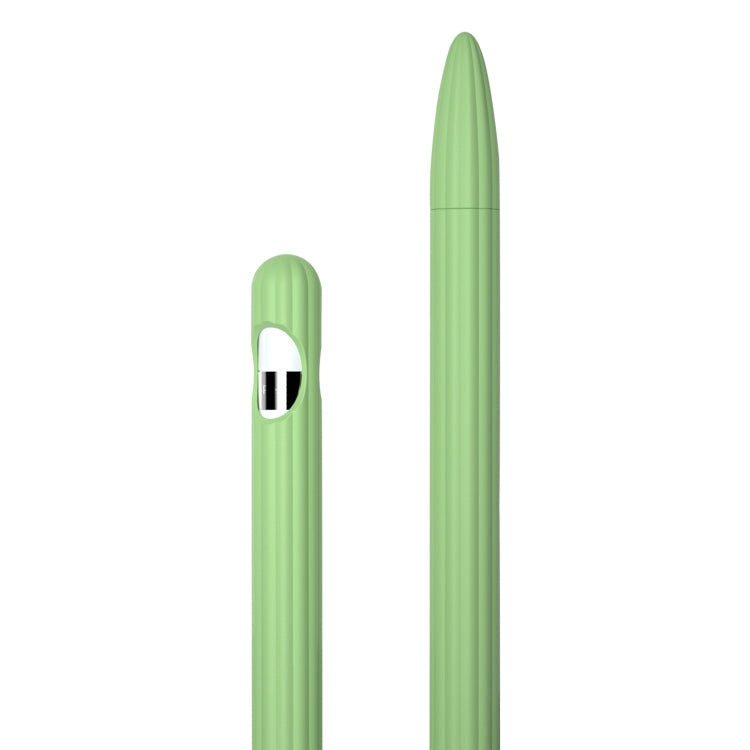 3 in 1 Striped Liquid Silicone Stylus Case with Two Tip Caps, For Apple Pencil 1, For Apple Pencil 2