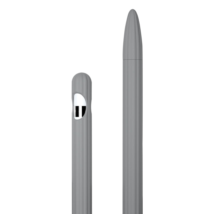 3 in 1 Striped Liquid Silicone Stylus Case with Two Tip Caps, For Apple Pencil 1, For Apple Pencil 2