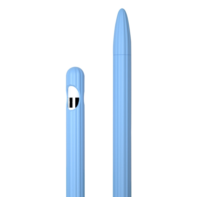 3 in 1 Striped Liquid Silicone Stylus Case with Two Tip Caps, For Apple Pencil 1, For Apple Pencil 2