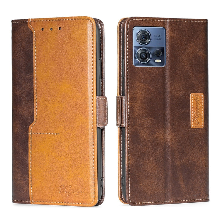 Contrast Color Side Buckle Leather Phone Case