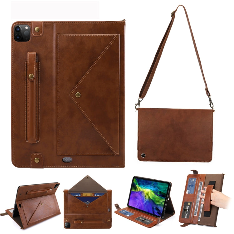 Envelope Horizontal Flip PU Leather Case with Card Slots & Pen Slots & Holder & Wallet & Photo Frame & Shoulder Strap, For iPad Pro 11 2021 / 2020, For iPad Pro 12.9 2021 / 2020