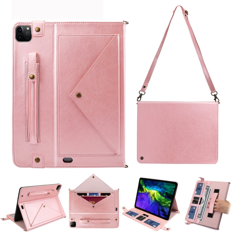 Envelope Horizontal Flip PU Leather Case with Card Slots & Pen Slots & Holder & Wallet & Photo Frame & Shoulder Strap, For iPad Pro 11 2021 / 2020, For iPad Pro 12.9 2021 / 2020