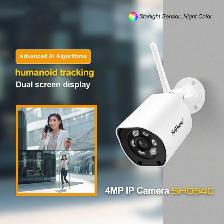 SriHome SH034C 4.0MP AI Humanoid Tracking WiFi Outdoor Surveillance Camera, SH034C