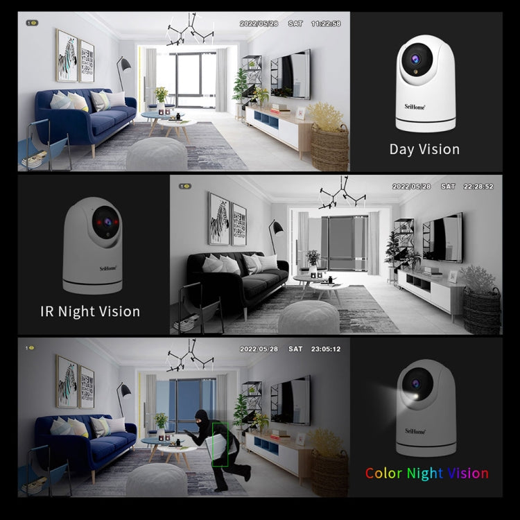 SriHome SH042 2.0MP 1080P HD AI WiFi Pan-tilt Surveillance Camera, SH042