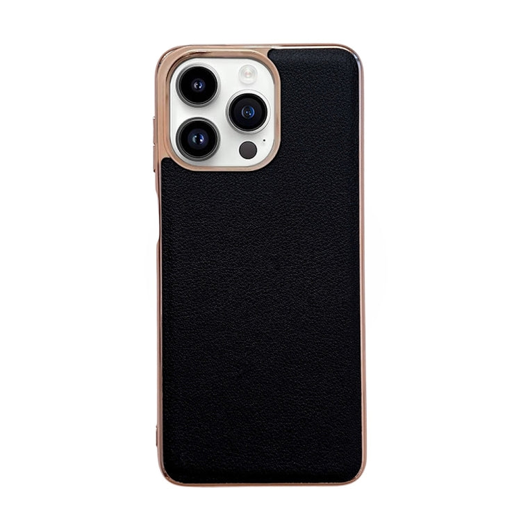 Waves Series Nano Electroplating Genuine Leather Phone Case, For iPhone 14 Pro Max