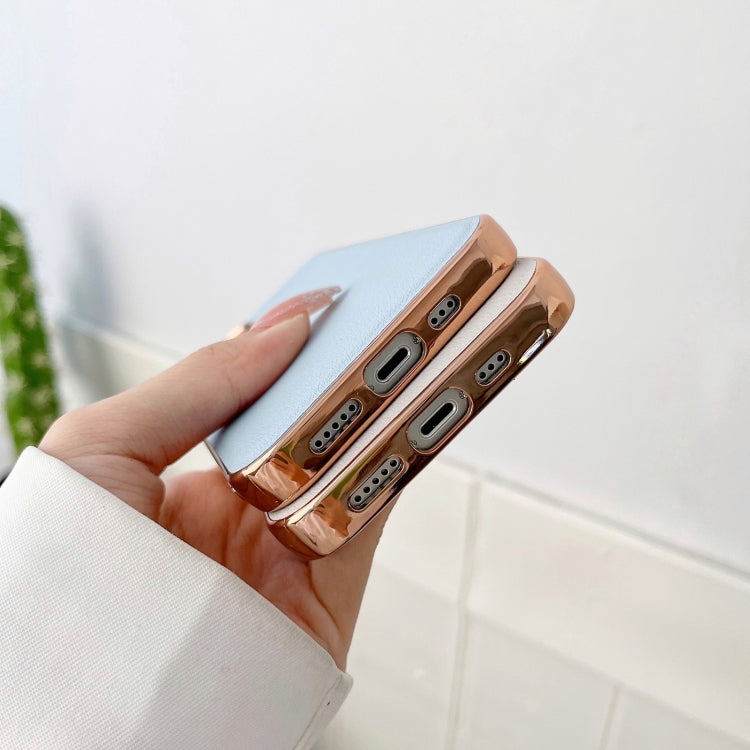 Waves Series Nano Electroplating Genuine Leather Phone Case, For iPhone 14 Pro Max