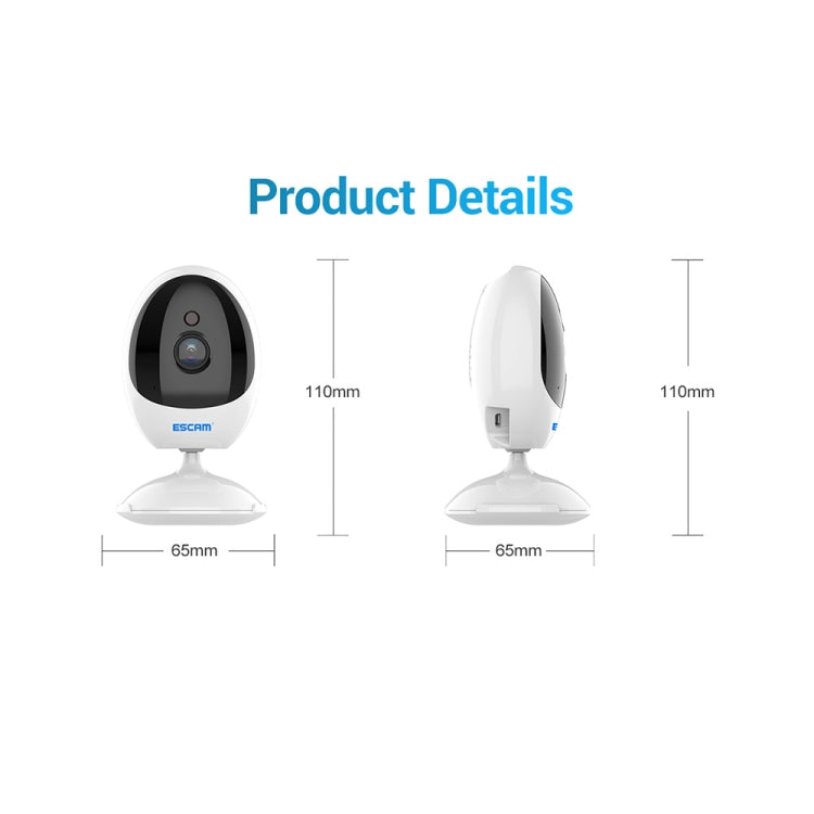 ESCAM QF006 3MP 1296P HD Indoor Wireless PTZ IP Camera IR Night Vision AI Humanoid Detection Home Security CCTV Monitor, AU Plug, UK Plug, EU Plug, US Plug