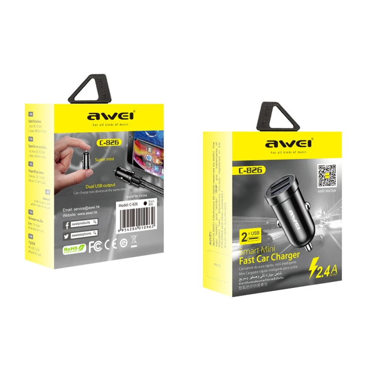 awei C-826 Mini Dual USB 2.4A Car Charger, C-826