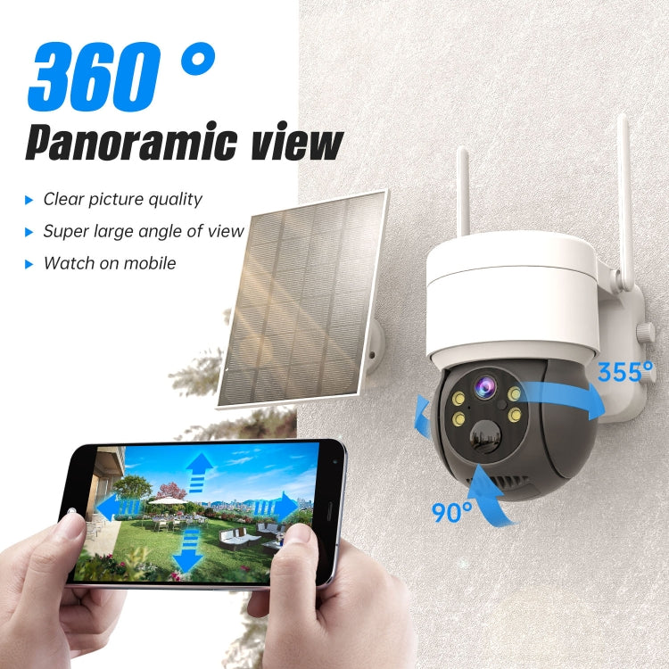 T34 2MP HD IP66 Waterproof Wireless WiFi Solar Camera, T34 White, T34 Black