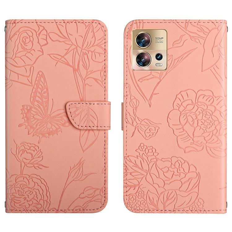 HT03 Skin Feel Butterfly Embossed Flip Leather Phone Case