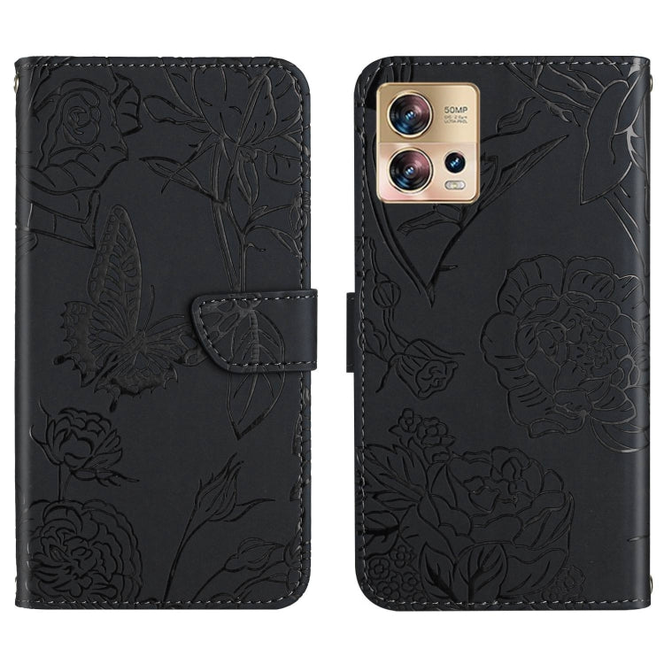HT03 Skin Feel Butterfly Embossed Flip Leather Phone Case