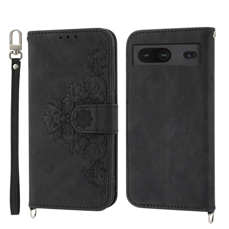 Skin-feel Flowers Embossed Wallet Leather Phone Case