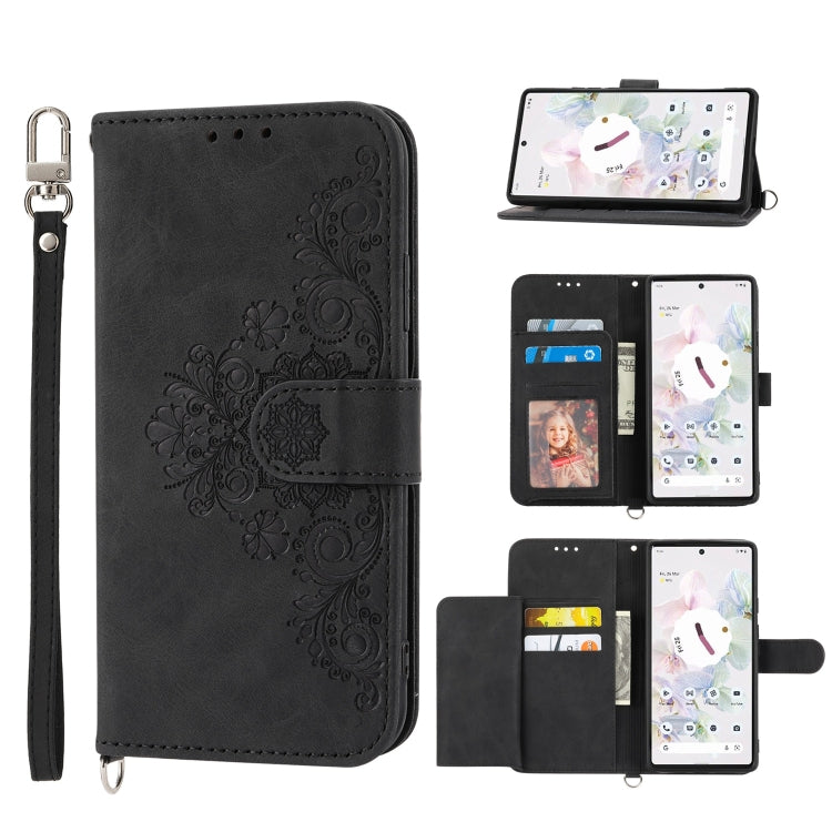 Skin-feel Flowers Embossed Wallet Leather Phone Case