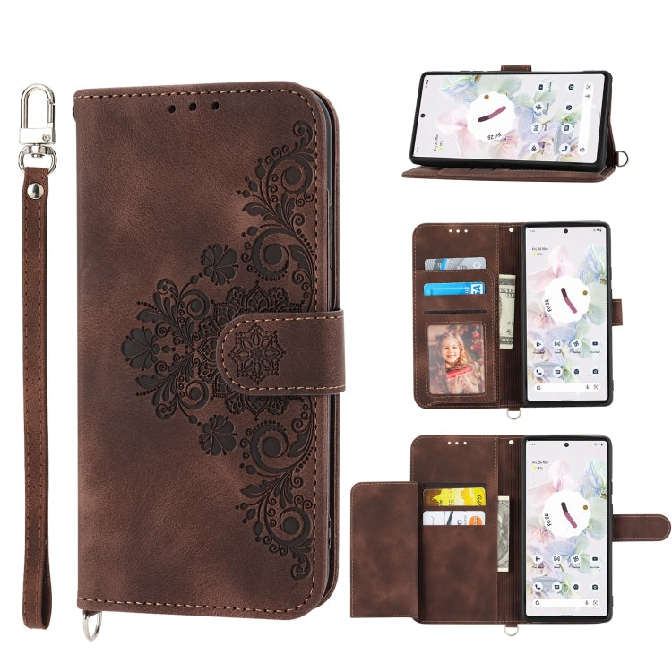 Skin-feel Flowers Embossed Wallet Leather Phone Case