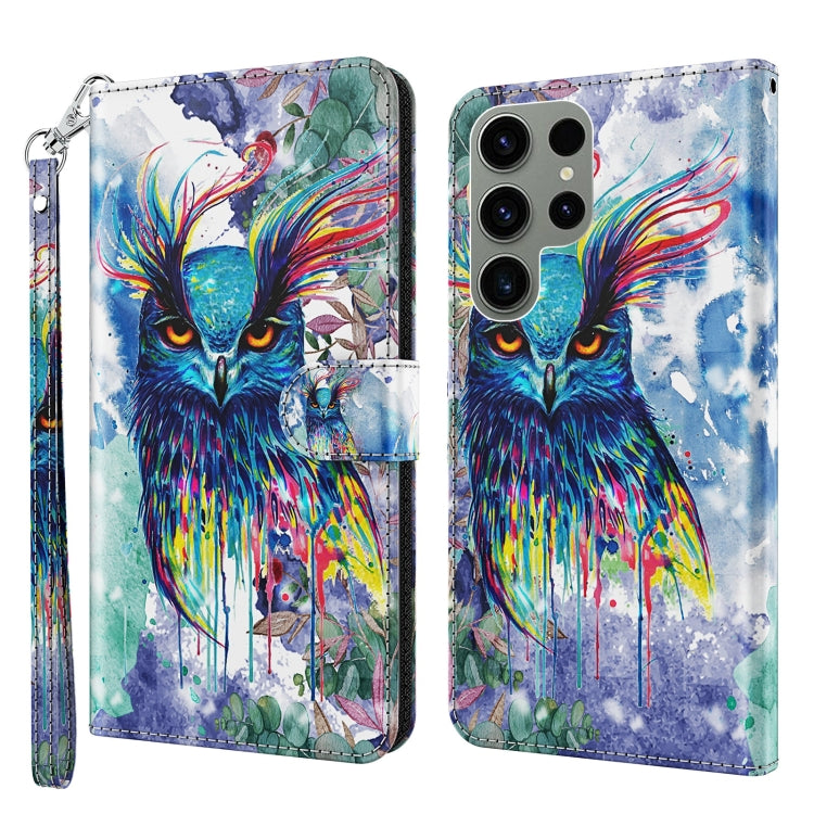 3D Painting Pattern TPU + PU Phone Case, For Samsung Galaxy S23+ 5G, For Samsung Galaxy S23 ultra 5G