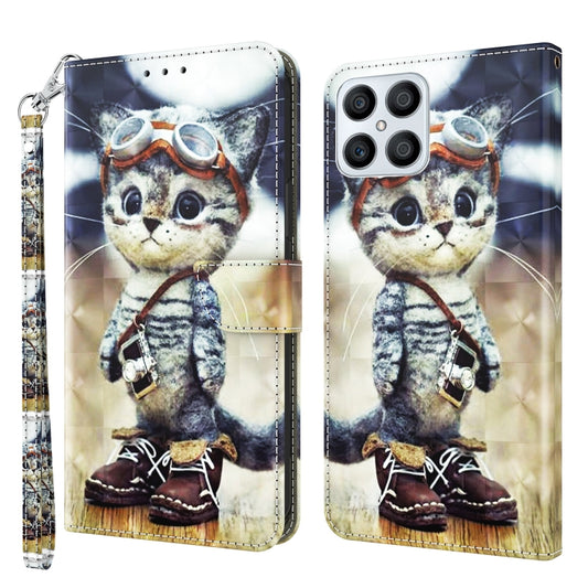 3D Painted Leather Phone Case, For Honor X8 4G, For Honor 50