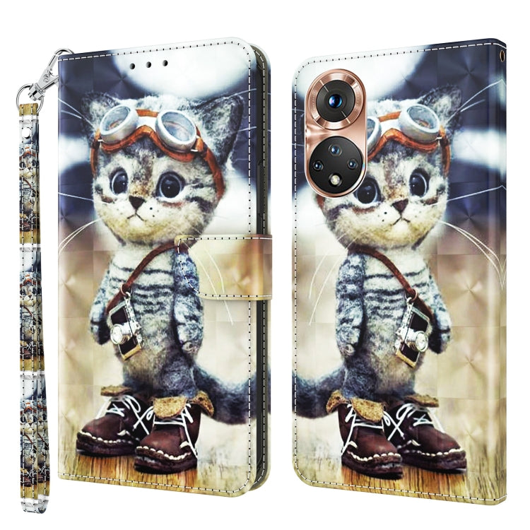 3D Painted Leather Phone Case, For Honor X8 4G, For Honor 50